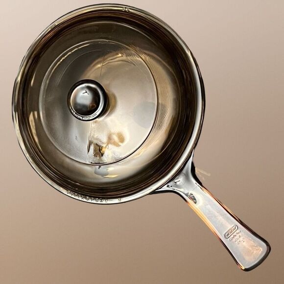 Vintage Corning Pyrex “Vision” Brown Glass 0.5 Sauce Pan & Lid Glassware - Picture 1 of 7